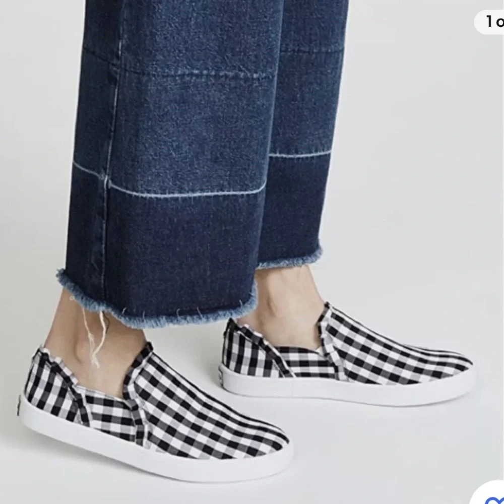 Kate Spade Size 7 Sneakers Check Gingham‎ Slip On Sneakers